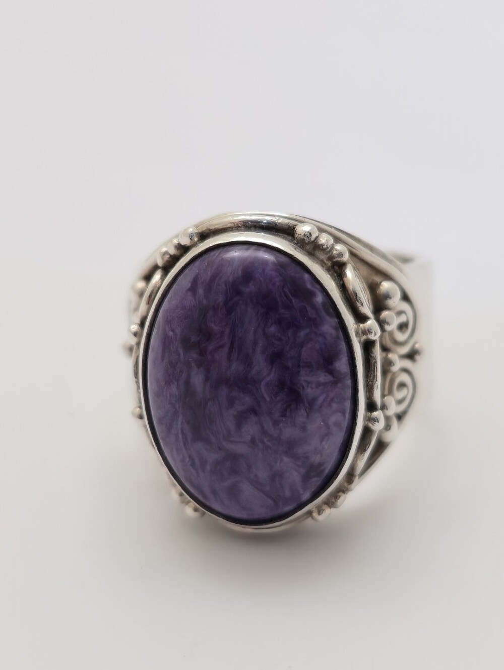 Sajen Offerings Purple Charoite Indonesian Sterling Silver Ring